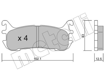 Brake Pad Set, disc brake METELLI 22-0393-0