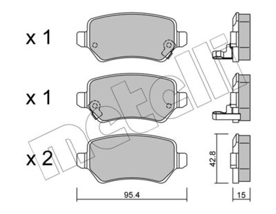 Brake Pad Set, disc brake METELLI 22-0542-0