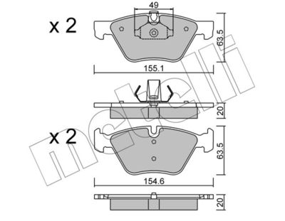 Brake Pad Set, disc brake METELLI 22-0557-0