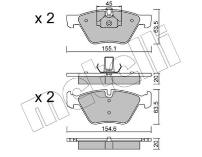 Brake Pad Set, disc brake METELLI 22-0557-3