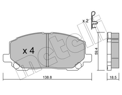 Brake Pad Set, disc brake METELLI 22-0616-0
