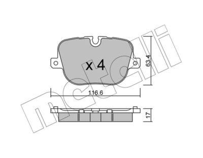 Brake Pad Set, disc brake METELLI 22-0837-0