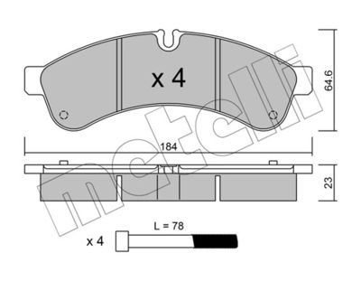 Brake Pad Set, disc brake METELLI 22-0851-0
