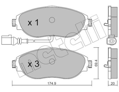 Brake Pad Set, disc brake METELLI 22-0952-0