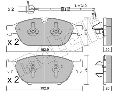 Brake Pad Set, disc brake METELLI 22-0953-0K