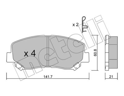 Brake Pad Set, disc brake METELLI 22-0969-1