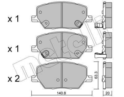 Brake Pad Set, disc brake METELLI 22-1001-0