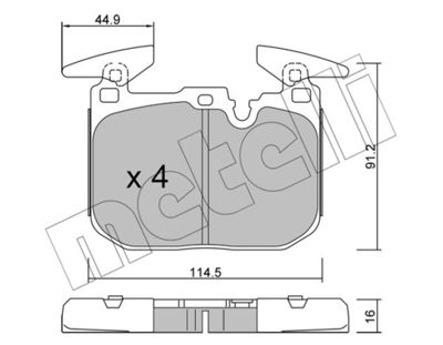 Brake Pad Set, disc brake METELLI 22-1015-3