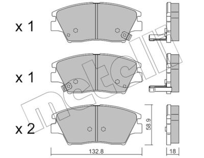Brake Pad Set, disc brake METELLI 22-1098-0