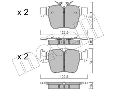 Brake Pad Set, disc brake METELLI 22-1135-0