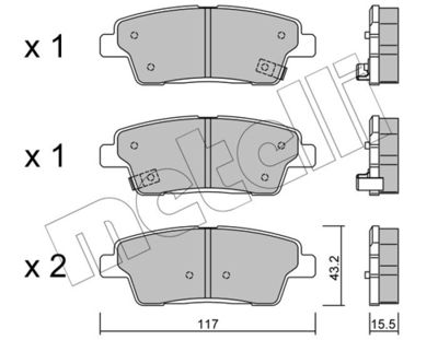 Brake Pad Set, disc brake METELLI 22-1140-0