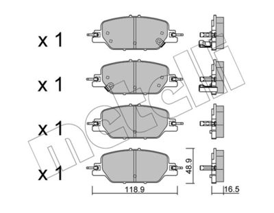 Brake Pad Set, disc brake METELLI 22-1154-0