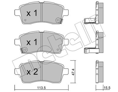 Brake Pad Set, disc brake METELLI 22-1162-0