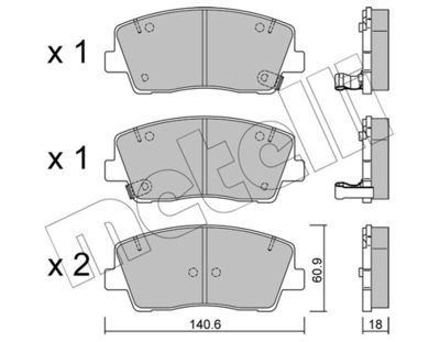 Brake Pad Set, disc brake METELLI 22-1169-0
