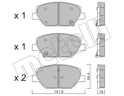 Brake Pad Set, disc brake METELLI 22-1178-0