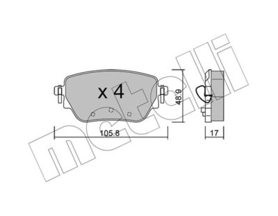 Brake Pad Set, disc brake METELLI 22-1195-0