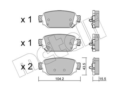 Brake Pad Set, disc brake METELLI 22-1238-0