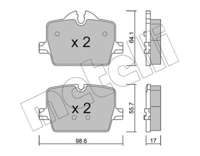 Brake Pad Set, disc brake METELLI 22-1265-0