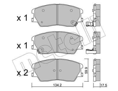 Brake Pad Set, disc brake METELLI 22-1305-0
