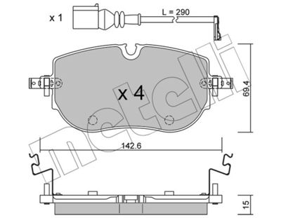 Brake Pad Set, disc brake METELLI 22-1319-0