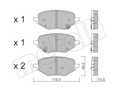Brake Pad Set, disc brake METELLI 22-1394-0