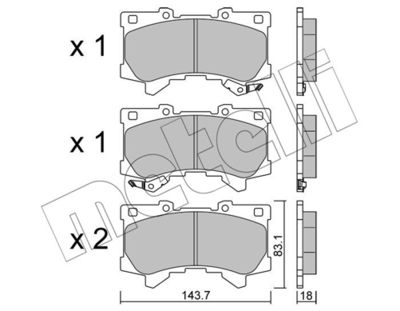 Brake Pad Set, disc brake METELLI 22-1401-0