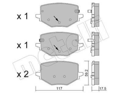 Brake Pad Set, disc brake METELLI 22-1409-0