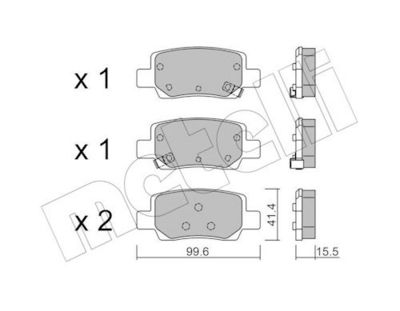 Brake Pad Set, disc brake METELLI 22-1458-0