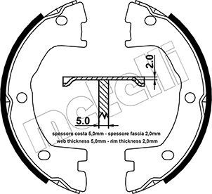 METELLI 53-0077 Brake Shoe Set, parking brake