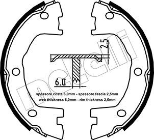 Brake Shoe Set, parking brake METELLI 53-0097