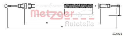 Cable Pull, parking brake METZGER AUTOTEILE 10.4739