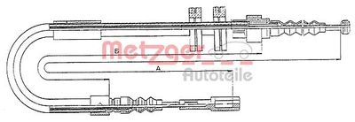 Cable Pull, parking brake METZGER AUTOTEILE 10.7582