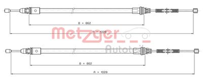 Cable Pull, parking brake METZGER AUTOTEILE 10.9337