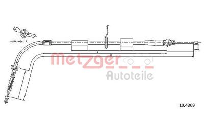 Cable Pull, parking brake METZGER AUTOTEILE 10.4309