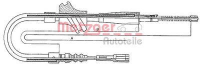 Cable Pull, parking brake METZGER AUTOTEILE 10.7501
