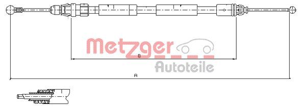 METZGER AUTOTEILE 11.6808 Cable Pull, parking brake