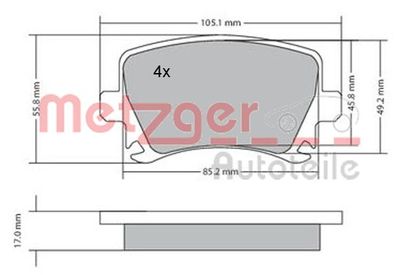 Brake Pad Set, disc brake METZGER AUTOTEILE 1170005