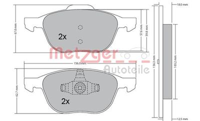 Brake Pad Set, disc brake METZGER AUTOTEILE 1170008