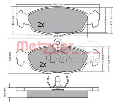 Brake Pad Set, disc brake METZGER AUTOTEILE 1170015