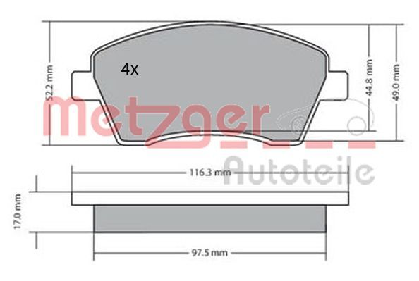METZGER AUTOTEILE 1170029 Brake Pad Set, disc brake
