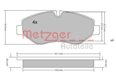 Brake Pad Set, disc brake METZGER AUTOTEILE 1170040