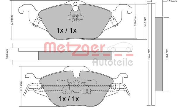 METZGER AUTOTEILE 1170063 Brake Pad Set, disc brake