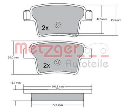 Brake Pad Set, disc brake METZGER AUTOTEILE 1170092