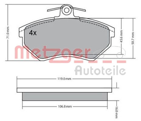 METZGER AUTOTEILE 1170095 Brake Pad Set, disc brake