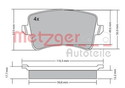 Brake Pad Set, disc brake METZGER AUTOTEILE 1170113
