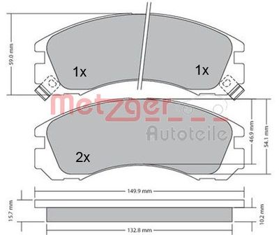 Brake Pad Set, disc brake METZGER AUTOTEILE 1170135