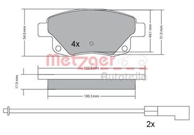 Brake Pad Set, disc brake METZGER AUTOTEILE 1170138