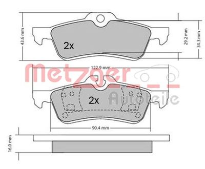 Brake Pad Set, disc brake METZGER AUTOTEILE 1170154