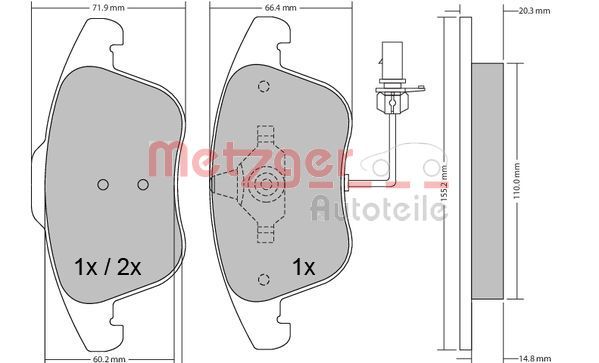 METZGER AUTOTEILE 1170156 Brake Pad Set, disc brake