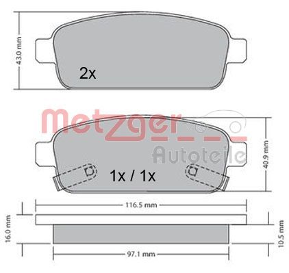 METZGER AUTOTEILE 1170164 Brake Pad Set, disc brake